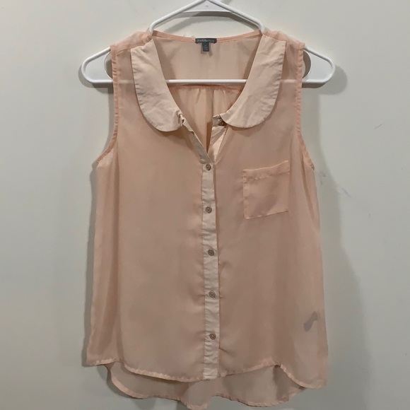 Charlotte Russe sheer pink blouse, high low, Sz M - Picture 1 of 6
